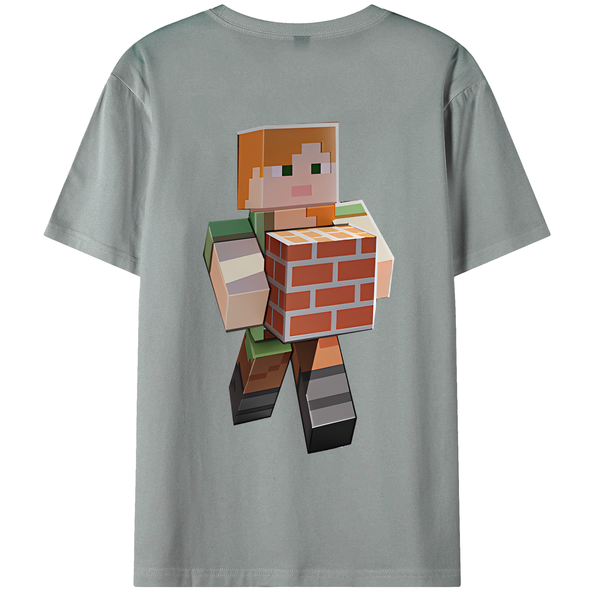 （画像用） マインクラフト ブロックの世界 Minecraft MC Block world 綿100％ メンズ半袖Tシャツ（バックプリント） 通気性
